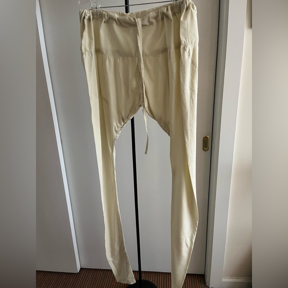 Yoga harem long tights pants chooridaar style drawstring handcrafted Ivory color - Picture 1 of 6